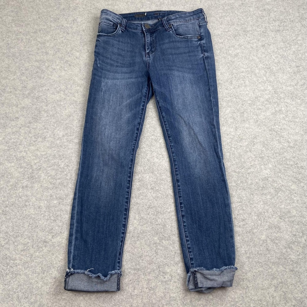 KUT From The Kloth Jeans Womens 6 (30x27) Blue Ankle Straight Leg Cuffed Denim